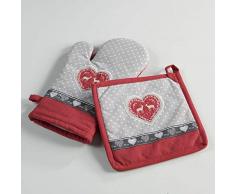 homea gant + manique 17x28cm/20x20cm coton brode edelweiss