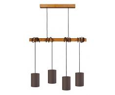 Tosel 21067 Lustre 4 Lumières, Bois, E14, 40 W, Blanc, 80 x 180 cm