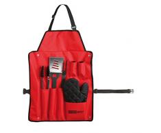 LIVOO GS46R Set barbecue tablier, 6 accessoires, Rouge