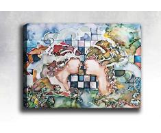 Bonamaison Peinture sur toile, multicolore, 50 x 70 cm - Conçu et fabriqué en Turquie