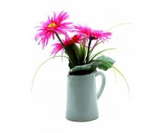 Creative Living Pichet en céramique avec Gerbera Artificielle Fuchsia 34 cm