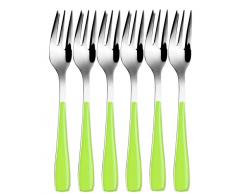 BUGATTI EZMU-057F17/6 Essenza MÃ©nagÃ¨re de 6 PiÃ¨ces Fourchette Ã GÃ¢teau SAN/Acier Vert 16 x 20 x 3 cm