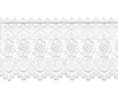 Plauener Spitze by Modespitze 68264_32_e Rideaux Courts Brise-bise 100% Polyester, Blanc, Largeur 144 cm