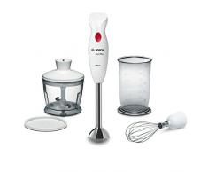 Mixeur plongeant BOSCH msm24500 clevermixx, 400 W, quatre lames Couteau quattroblade, Mixeur en acier inoxydable Blanc/Rouge Foncé