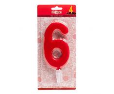 Dekora 345283 Bougie danniversaire Géante Numéro 6 de Couleur Verte-15 cm, Cire, Verte, 15 cm