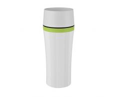 Emsa 514176 TRAVEL MUG FUN, Mug isotherme fermeture par pression Quick Press, 100% hermétique, 360 ml, Blanc/Vert