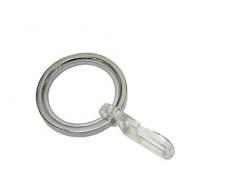 GARDINIA Anneau pour Tringle Ã Rideau de 20 mm de DiamÃ¨tre, Insert Coulissant et Crochet Pliant Inclus, 6 PiÃ¨ces, SÃ©rie Chicago, Largeur 4 mm, MÃ©tal, Chrome