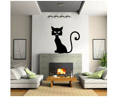 TATOUTEX Stickers Chat Assis aux Grands Yeux - Beige, L 100cm x H 90cm