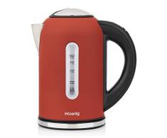 H.Koenig BOE54 Bouilloire électrique programmable INOX 1,7L Rouge 2200W Adaptable Thermostat réglable 40-100°C, Ebullition Rapide, Compacte, Maintien au Chaud, thés Verts/Blancs/Noirs infusions
