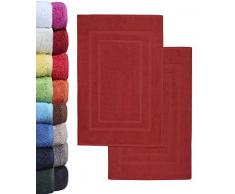 NatureMark Lot de 2 Tapis de Bain Ã©ponge 100 % Coton Bordeaux Rouge 50 x 80 cm