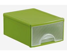 Rotho 1767805519 Caisson de tiroir, Plastique, Vert/Transparent, 35 x 25,5 x 14,5 cm