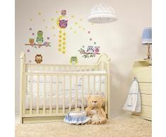 Walplus Autocollant Mural Combo Chouette Arbre Ãtoile Plus Chouette Arbre Ãtoile - Bureau Maison Décoration, 126cm x 87cm, PVC, Amovible, Autocollant, Multi-Color