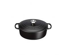Le Creuset, Cocotte Signature en Fonte Émaillée avec Couvercle, Ø 29 cm, Ovale, Compatible avec Toutes Sources de Chaleur (Induction Incluse), Capacité : 4.7 L, 4.675 kg, Noir