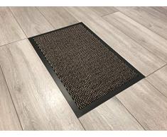 Serdim Rugs Tapis de Sol antidérapant avec Bordure en Caoutchouc, Marron, 60 x 80 cm (2 x 27)