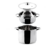 Aeternum Y0DVVPN220 Cuit Vapeur avec Panier et CV Verre CM.22, Acier Inoxydable, INOX, 22 cm