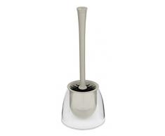 WENKO 23382100 Brosse WC Fiesta, Taupe/transparent, Polystyrène, 14,5 x 37 cm