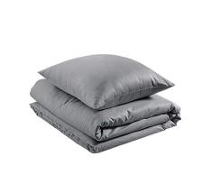 AmazonBasics Parure de lit lÃ©gÃ¨re en coton 135 x 200 cm / 80 x 80 cm, Gris cendre