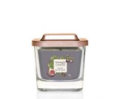 Yankee Candle collection Ãlévation, bougie parfumée carrée avec 1 mèche, petite taille, avec couvercle socle de présentation, Figue et clous de girofle