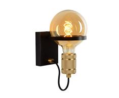 Lucide 30271/01/30 Applique murale, Acier, 60 W, Noir, Or Mat