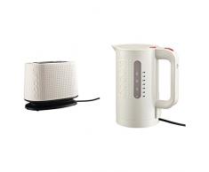 Bodum 10709-913-3 Bistro Grille-Pain Ãlectrique Plastique Blanc 26,5 x 15,5 x 21,5 cm + Bouilloire Ã©lectrique 1,0 L blanc