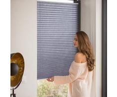 Relaxdays Store vénitien sans perçage volet fenêtre gris 100 x 130 cm laisse passer la lumière, gris