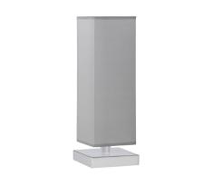 TRIO, Lampe de table, Piet 1xE14, max.60,0 W Tissu, Gris, Corps: metal, Nickel mat L:12,0cm, L:12,0cm, H:35,5cm IP20,Interrupteur tactile 4 niveaux