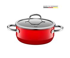Silit 2101297031 Faitout Bas avec Couvercle, Ãmail, Rouge, 20 cm