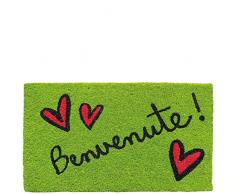 laroom Paillasson Motif benvenute, Jute and antidÃ©rapant, Vert, 40Â x 70Â x 1,8Â cm