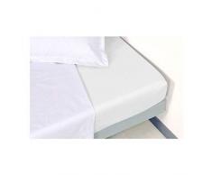 Vent Du Sud Drap Housse Uni en Coton Percale, Neige, 200x160 cm