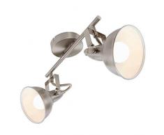 Briloner Leuchten Lampe plafonnier avec 2 spots pivotants et orientables dans un design rÃ©tro vintage â Douille E14, 40w max. â Coloris satin & blanc