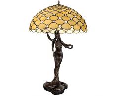 World Art TW60505 Lampes Style Tiffany Lampe de table sculpture avec pierres, 85x54x54 Cm