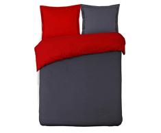 VISION - Housse de couette réversible - 240x220cm - anthracite/rouge