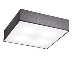 TRIO, Plafonnier, Embassy 4xE27, max.60,0 W Tissu, Gris, Corps: metal, Nickel mat L:50,0cm, L:50,0cm, H:17,0cm IP20