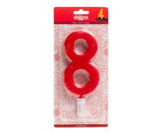 Dekora Bougie géante chiffre 8, cire, bleu clair, 15 cm