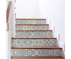 2 Stickers adhÃ©sifs escalier carrelages | Sticker Autocollant contremarche Carreaux de Ciment â Stickers contremarche carrelages - azulejos â 15 x 105 cm - 2 Bandes