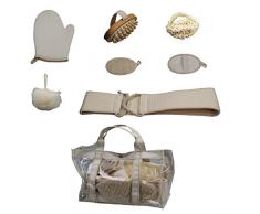 GMMH Set de Salle de Bain en Bambou - 7 pièces - 23 x 32 cm - Wellness - Set de Relaxation - en matériaux naturels