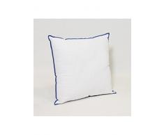 HomeMaison Coussin en Pur Coton à Liseré Coloré, Blanc/Bleu, 40x40 cm