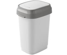 Kis 8075000 0623 01 Poubelle Dual Swing 10 litres en Blanc-Gris, Plastique, 19x25x32 cm
