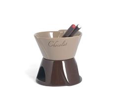 Home Chocolat Set à Fondue Chocolat pour 2 personnes, marron/beige