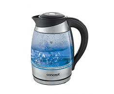 CONCEPT électroménager RK4060 Bouilloire verre et inox, 1,8 litre, eclairage led, temperature reglable, 2200 W, filtre anticalcaire amovible