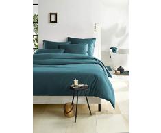 De Witte Lietaer Olivia Parure de lit qualitÃ© Satin Coton peignÃ©, Vert Canard/Lake Green, 200x200 cm + 2 taies