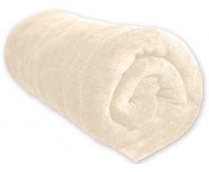 Soleil dOcre 512040 Plaid Microfibre Polaire Polyester Ecru/Sable 110 x 160 cm
