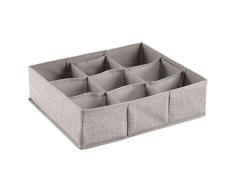 iDesign 04832EU Rangement pour tiroirs de Dressing, Aldo, pour sous-vêtements, Chaussettes, Soutiens-Gorge, 9 Compartiments, Lin, Polypropylene, Linen, 35,5 x 30,5 x 10,25 cm