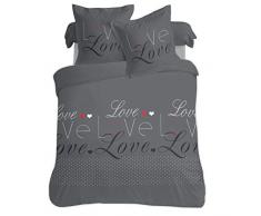 Vision Housse de Couette - Love Anthracite - 200x200cm - 100% Coton