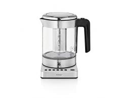 WMF KITCHENMINIS Bouilloire Théière Ãlectrique en Verre (Qualité Schott Duran®), Design Inox & Compact 1 L, 5 Niveaux de Température (60 à 100°C), Maintien au Chaud, 1800W, 0413180012