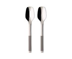 Villeroy & Boch S+ Taupe Couverts Ã salade, 2 piÃ¨ces, Inox, Manche recouvert de silicone gris