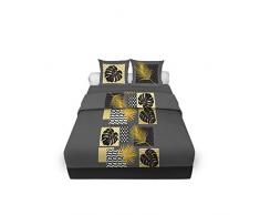 Soleil docre Palmera lit, Parure de Drap, Coton, Gris, 240 x 300 cm