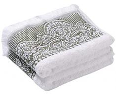 MI CASA Verde Lot de 2 Serviettes Floro Lavabo 500 g, 100% Coton, 50 x 90 cm
