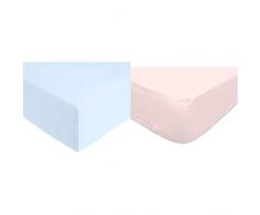 AmazonBasics Everyday Drap-Housse en Coton, Bleu 90 x 200 x 30 cm & Soleil dOcre 610827 Drap Housse Coton Uni 57 Fils Rose 90 x 200 cm