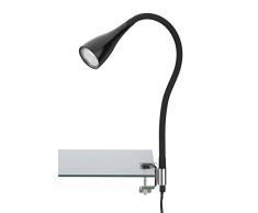 Briloner Leuchten 2762-015P Spot, Lampe de Bureau Pince LED, liseuse, Flexible, MÃ©tal, GU10, 3 W, Noir